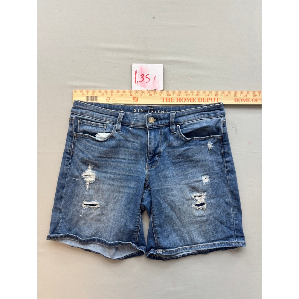Banana Republic The Girlfriend Short Distressed Denim Jean Shorts Blue Size 27